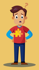 Young puzzled, doubtful, confused man thinking, trying to find solution, worried expression on his face, concept - Sorry, don't know how it happened. Copy space.