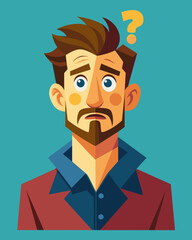 Young puzzled, doubtful, confused man thinking, trying to find solution, worried expression on his face, concept - Sorry, don't know how it happened. Copy space.