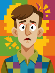 Young puzzled, doubtful, confused man thinking, trying to find solution, worried expression on his face, concept - Sorry, don't know how it happened. Copy space.