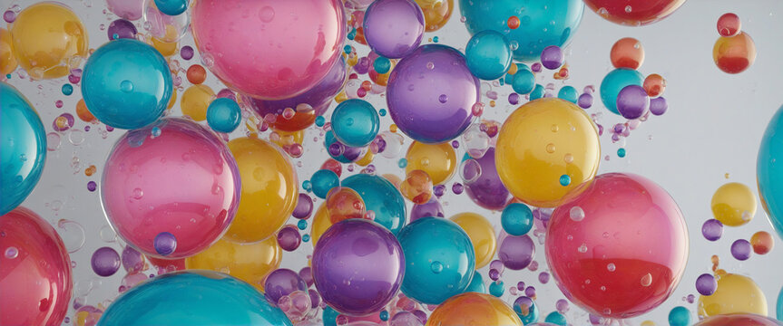 Colorful liquid bubbles, 3d render colorful background