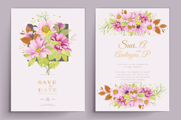 pink floral background and frame card illustration