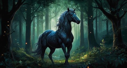 Dark tone horse, fantasy background