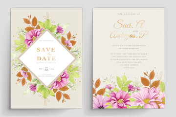 pink floral background and frame card illustration