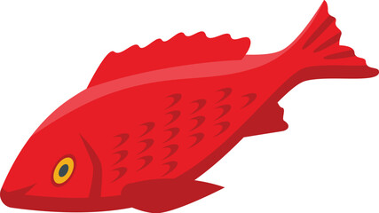 Red fish icon isometric vector. Fishery hobby. Angling marine activity - obrazy, fototapety, plakaty