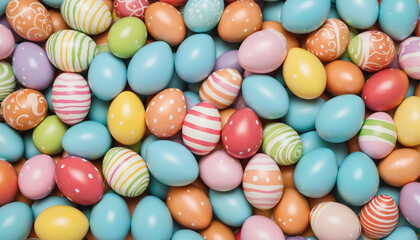 Fototapeta na wymiar Top view Colorful Easter Eggs colorful background