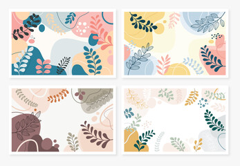 Design banner frame background .Colorful poster background vector illustration.Exotic plants, branches,art print for beauty