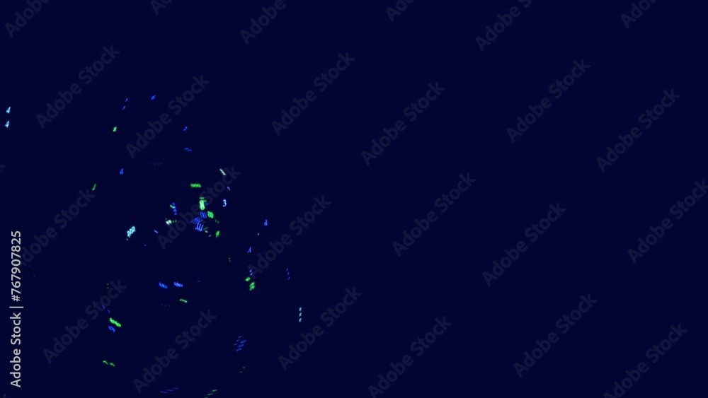 Poster symbols form whorls, information ai construction of digits. vj loop hologram abstract multicolored b