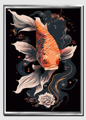 Premium Vector Illustration | Painting of koi carps, animals full of luck, symbols of harmony of life with nature