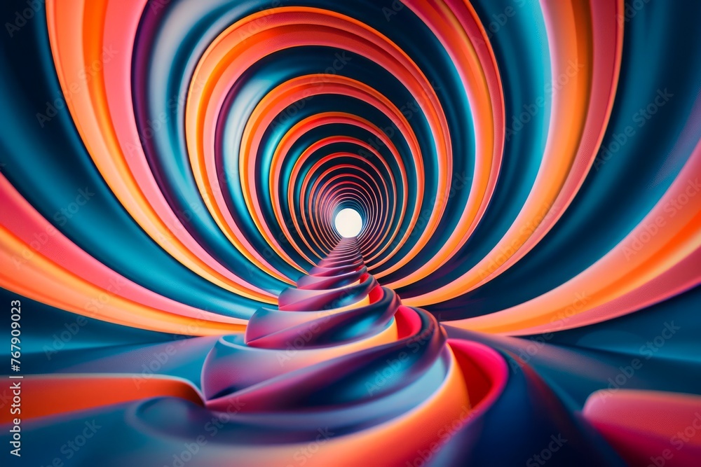 Aufkleber mesmerizing abstract swirling tunnel with vibrant colors and light at the end illusionary artwork fo