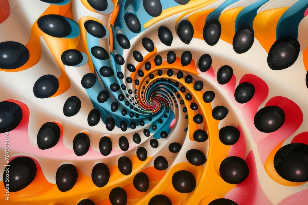 Aufkleber mesmerizing abstract spiral pattern with overlapping circles and gradient colors in a psychedelic vo