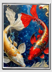 golden fish or golden koi, golden fish background, best wall background, elegant wallpaper with futuristic design