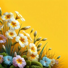 Fototapeta premium bouquet of flowers on blue background