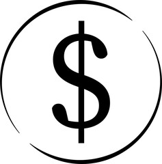 dollar sign $ on transparent background.	
