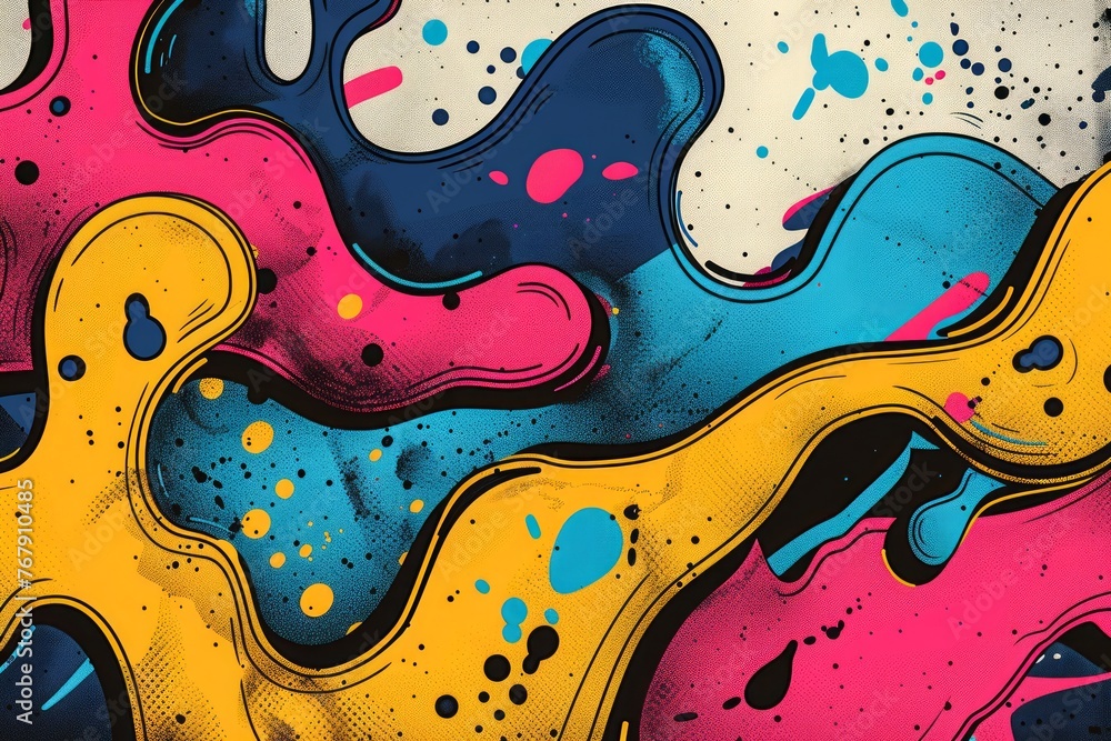 Poster vibrant abstract color waves background with dynamic fluid shapes and splashes in high resolution