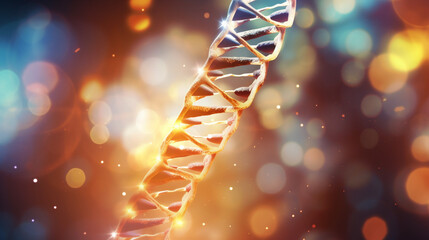 closeup 3d render of a strand of dna bokeh background