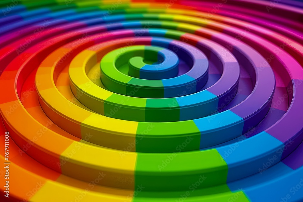 Aufkleber vibrant colorful spiral pattern background illustrating abstract rainbow colors in 3d circular desig