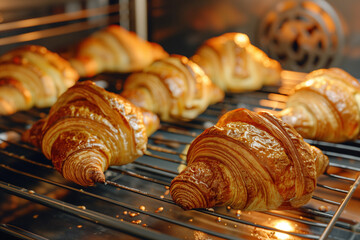 Golden brown croissants fresh from the oven await