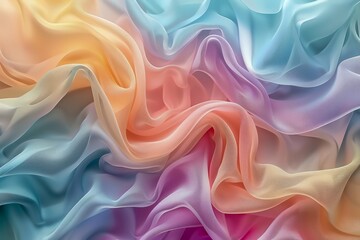 Fototapeta premium Vibrant Pastel Satin Silk Fabric Waves Texture Background for Elegant Fashion Design