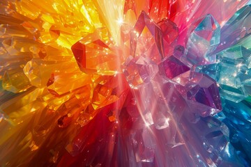 Vibrant Spectrum Light Rays Through Colorful Crystal Prism Artistic Abstract Background