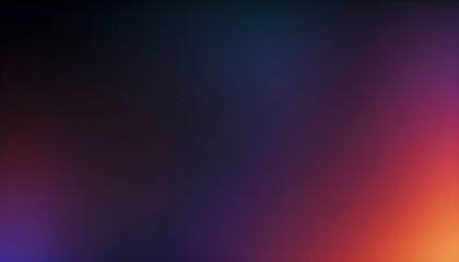 Fototapeta premium Dark grainy color gradient background, purple red orange blue black colors banner poster cover abstract design
