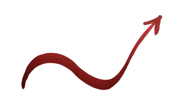 Red curve arrow line isolated on white