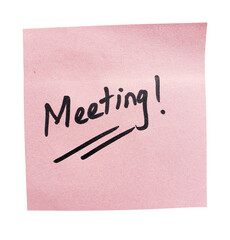 Meeting reminder on sticky note