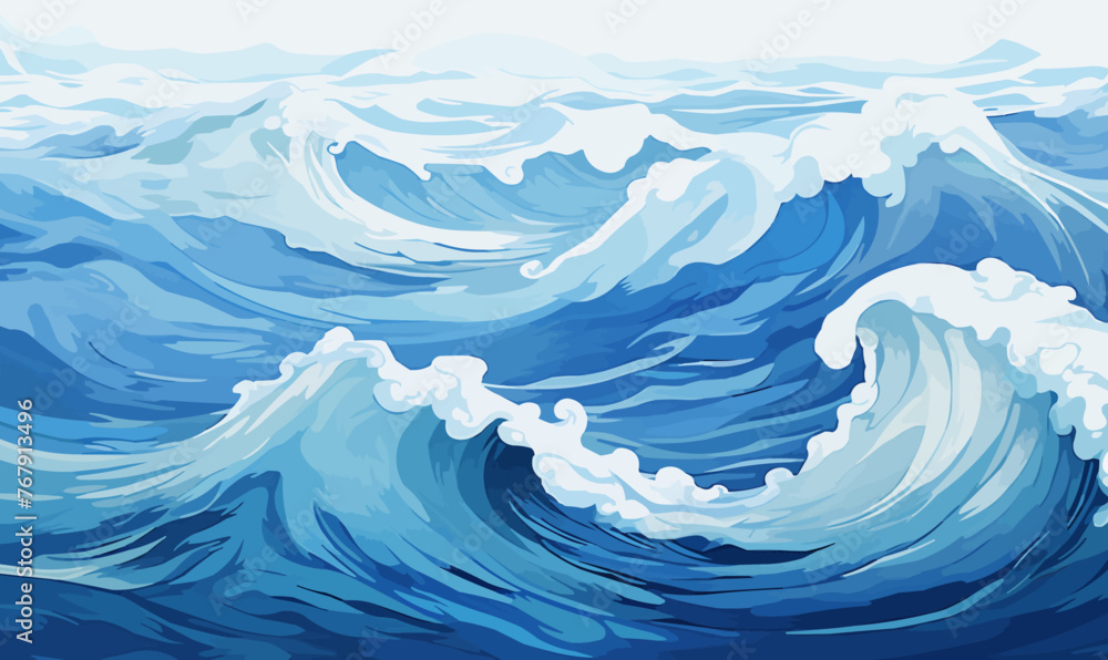 Sticker Calm ocean waves vector background