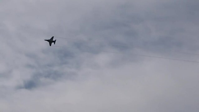 Military Army Fighter Jet impressive flypast at air base airshow