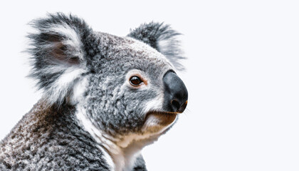 Koala in the foreground, isolated over white background
