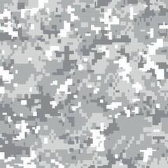 Pixelated white camouflage background. Seamless Tileable Pattern. Vector illustration.