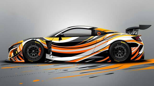 Car wrap design race livery vehicle vector Graphic design, generative Ai