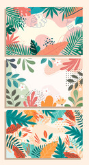 Premium Vector | Abstract design tropical leaves background, Hand drawn abstract floral background
