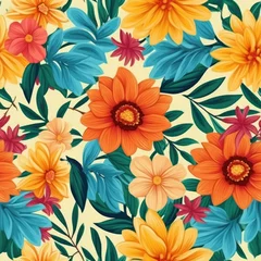 Foto auf Acrylglas AI generated illustration of a vibrant arrangement of blooms in shades of yellow, orange and red © Wirestock