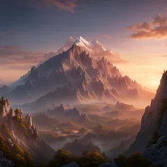Crédence de cuisine en verre imprimé Cappuccino awe-inspiring mountain landscape featuring a majestic mountain peak