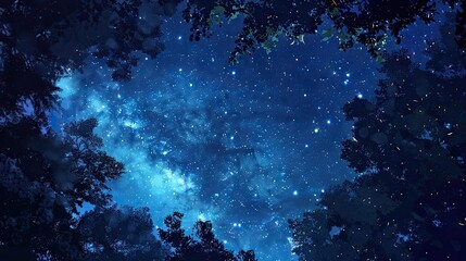 A peaceful summer night, gazing at the twinkling stars in the sky,   - obrazy, fototapety, plakaty