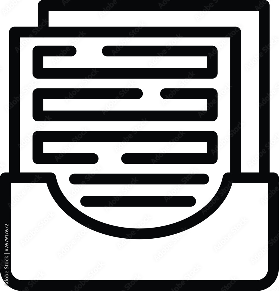 Poster paper tray icon outline vector. office storage stack. documents holder tool