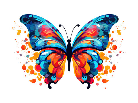 butterfly silhouette colorful design vector