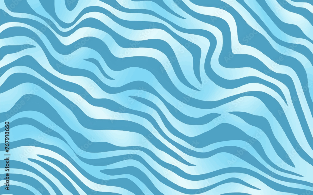 Aufkleber light blue zebra pattern with wavy lines, seamless pattern vector distorted wallpaper