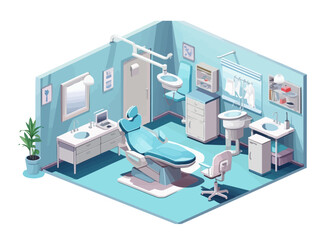 Fototapeta na wymiar dental clinic interior isometric vector flat isolated illustration
