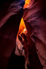 Foto op Canvas Close-up shot of a stunning landscape of an Antelope desert canyon with towering rocks © Wirestock