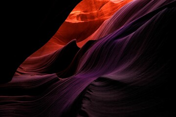 Close-up shot of a stunning landscape of an Antelope desert canyon with towering rocks - obrazy, fototapety, plakaty