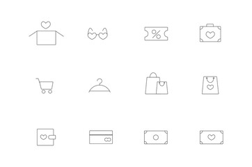 Set of icons for shopping, shopping accessories.