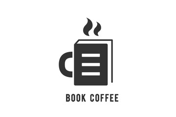 Book coffee logo vector design illustration. Abstract business brand