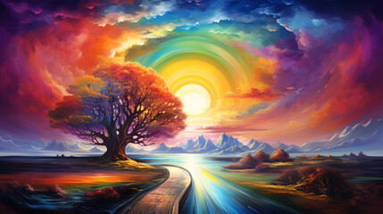 Rainbow Enlightenment Escape to Reality series - obrazy, fototapety, plakaty