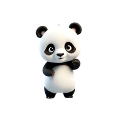 Obraz premium 3d rendering of cartoon panda on Isolated transparent background png. generated with AI