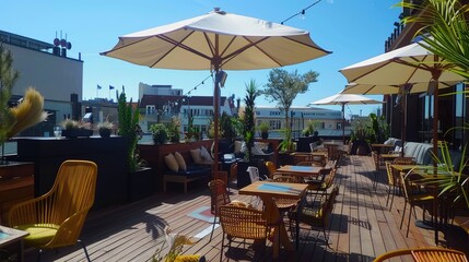 hotel rooftop bar sunny day  