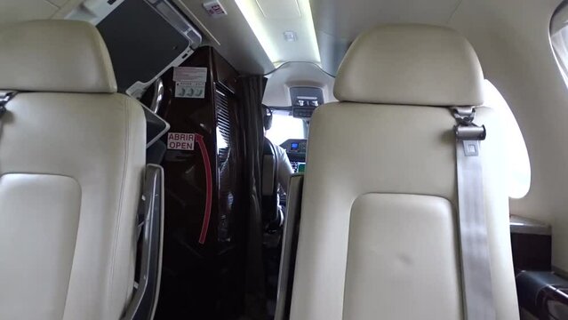 Business Jet Inside Interior Seats Leather Panning