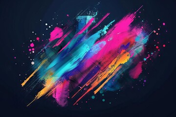Abstract paint splatter on dark background, colorful creative illustration - obrazy, fototapety, plakaty