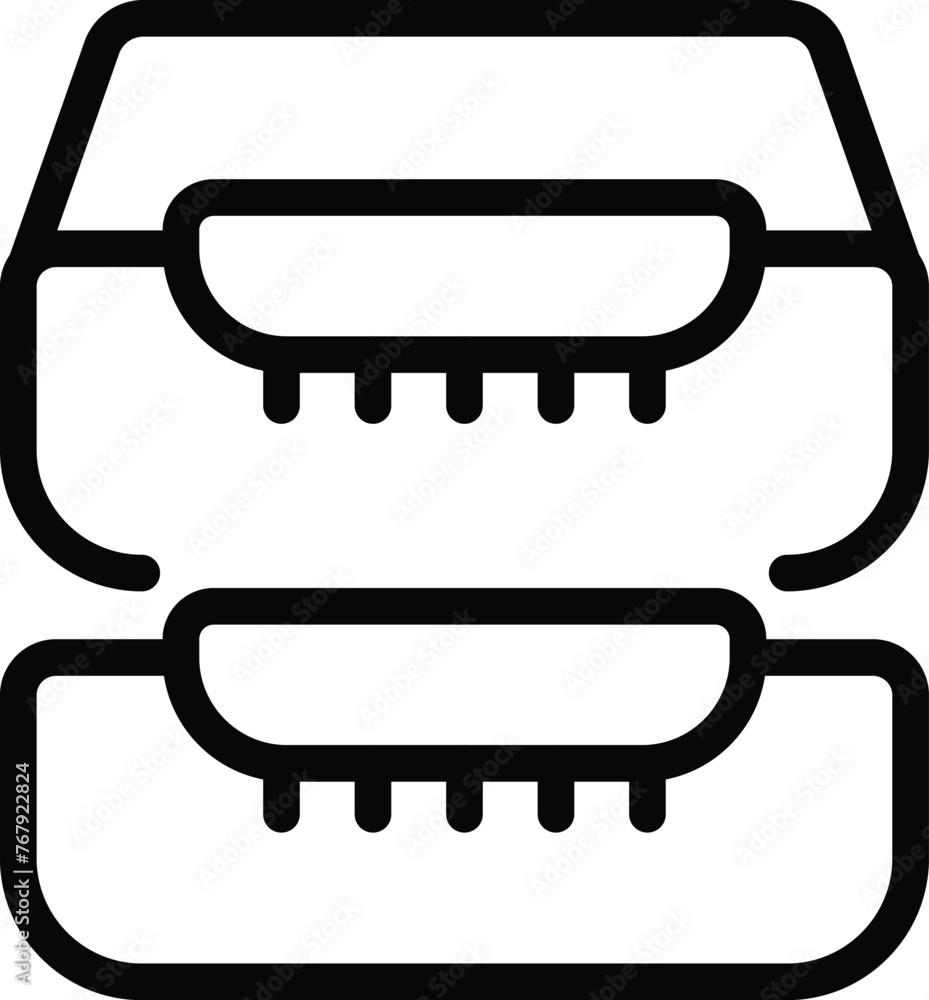 Poster horizontal paper tray icon outline vector. documents desk container. cabinet files box storage