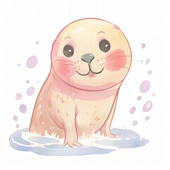 A seal blowing water bubbles its playful action creating a dynamic scene on a white background